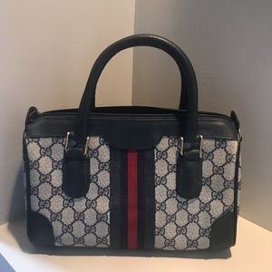 GUCCI Navy GG Monogram Satchel Handbag